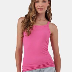 NWOT No Boundaries pink ribbed camisole cami shirt top size large L